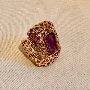 Bold Statement Natural Amethyst Ring Size 6